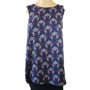 Daniel Rainn Women's Navy Floral Fan Print Sleeveless Top Size Large